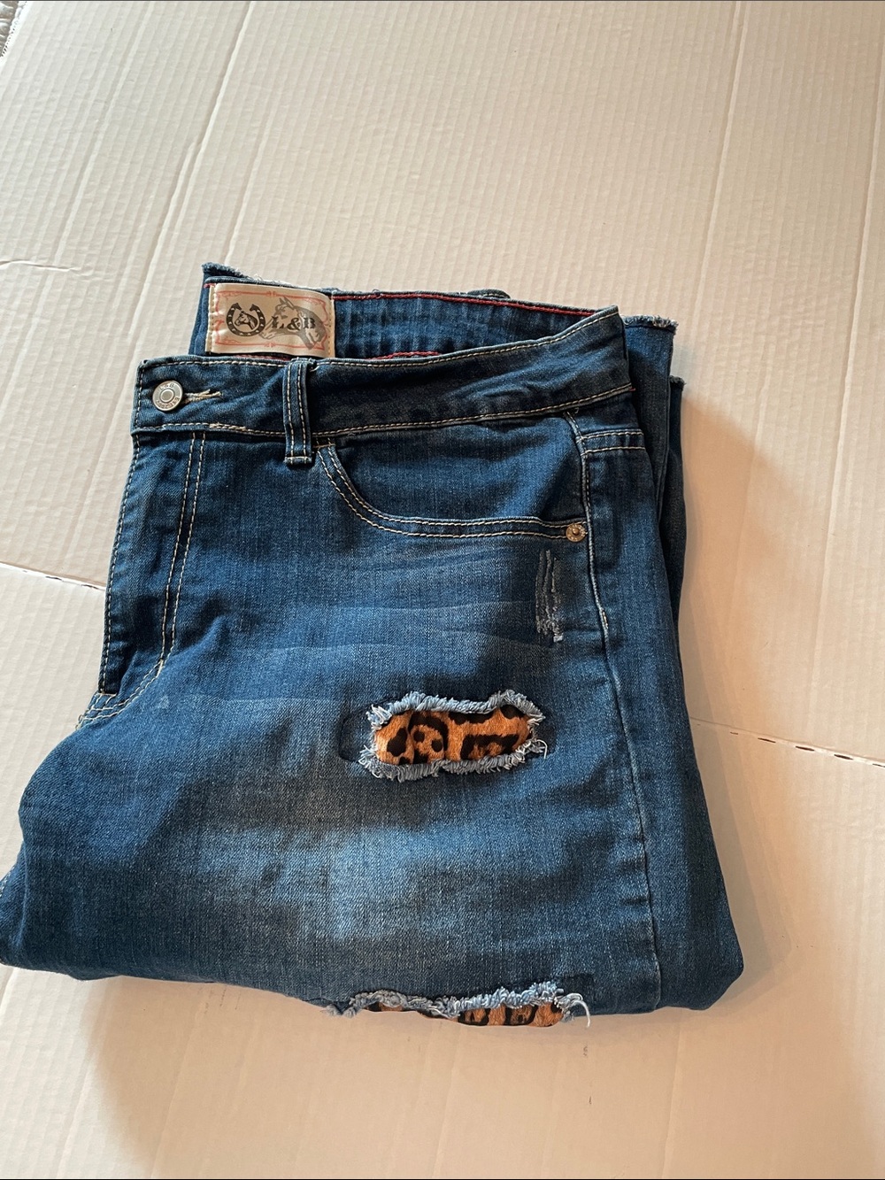 L&B Women's Dark Blue High-Rise Jeans with Contrast Stitching